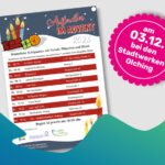 Terminübersicht zur Veranstaltung "Aufleuchten 2025" mit Hinweis zum Aufleuchten am 03.12. bei den Stadtwerken Olching
