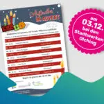 Terminübersicht zur Veranstaltung "Aufleuchten 2025" mit Hinweis zum Aufleuchten am 03.12. bei den Stadtwerken Olching