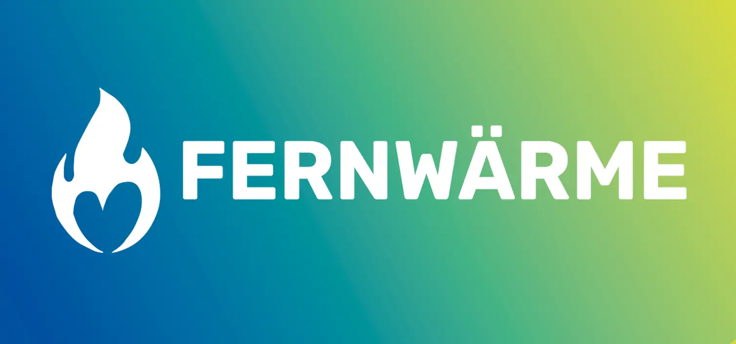 Wort Fernwärme auf farbigem Grund