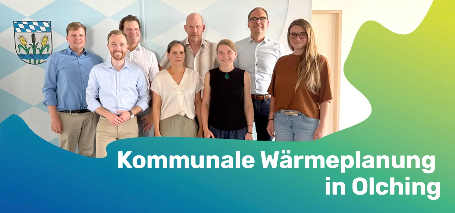 Verantwortliche der Stadt Olching, der Energieagentur KLIMA³ und der Stadtwerke Olching zum Startschuss für die kommunale Wärmeplanung in Olching.